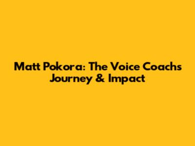 Matt Pokora: The Voice Coach's Journey & Impact