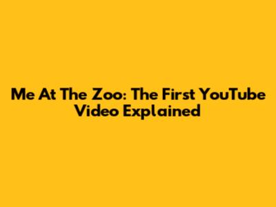Me At The Zoo: The First YouTube Video Explained