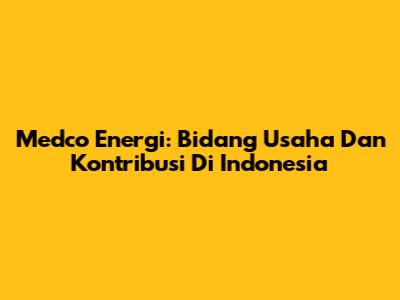 Medco Energi: Bidang Usaha Dan Kontribusi Di Indonesia