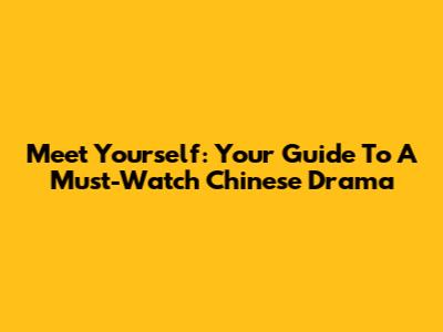 Meet Yourself: Your Guide To A Must-Watch Chinese Drama