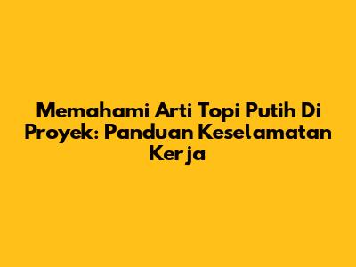 Memahami Arti Topi Putih Di Proyek: Panduan Keselamatan Kerja