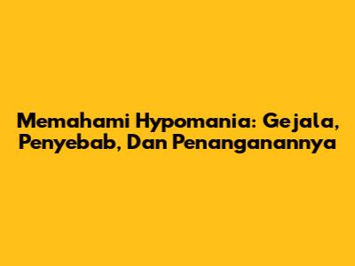 Memahami Hypomania: Gejala, Penyebab, Dan Penanganannya