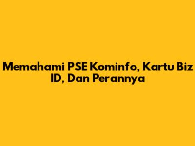 Memahami PSE Kominfo, Kartu Biz ID, Dan Perannya