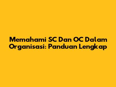 Memahami SC Dan OC Dalam Organisasi: Panduan Lengkap