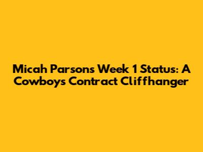 Micah Parsons' Week 1 Status: A Cowboys Contract Cliffhanger