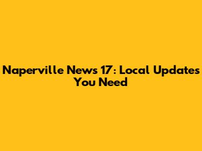 Naperville News 17: Local Updates You Need