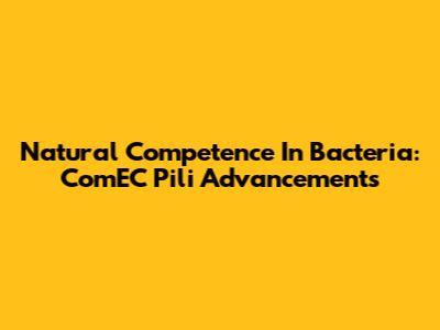 Natural Competence In Bacteria: ComEC Pili Advancements