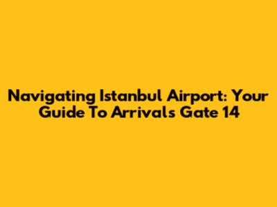 Navigating Istanbul Airport: Your Guide To Arrivals Gate 14