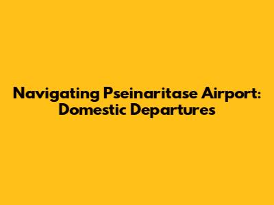 Navigating Pseinaritase Airport: Domestic Departures