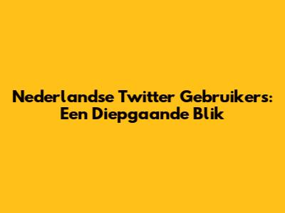 Nederlandse Twitter Gebruikers: Een Diepgaande Blik
