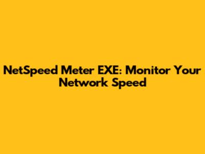 NetSpeed Meter EXE: Monitor Your Network Speed