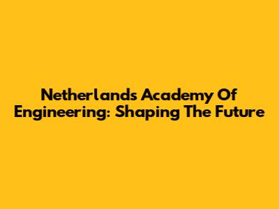 Netherlands Academy Of Engineering: Shaping The Future
