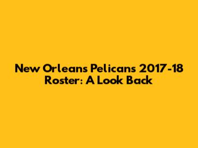 New Orleans Pelicans 2017-18 Roster: A Look Back