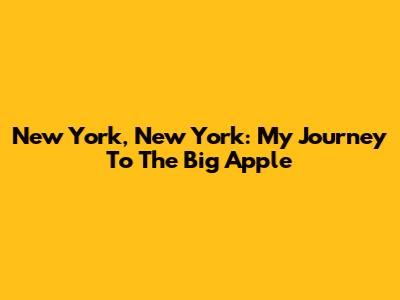 New York, New York: My Journey To The Big Apple