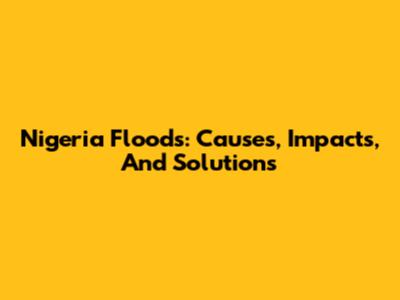 Nigeria Floods: Causes, Impacts, And Solutions
