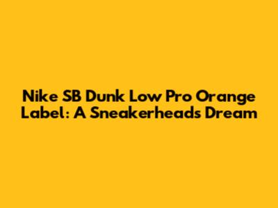 Nike SB Dunk Low Pro Orange Label: A Sneakerhead's Dream