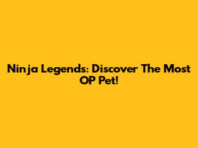 Ninja Legends: Discover The Most OP Pet!