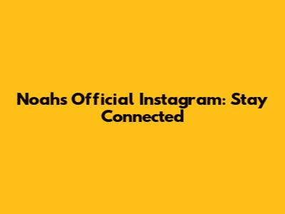 Noah's Official Instagram: Stay Connected