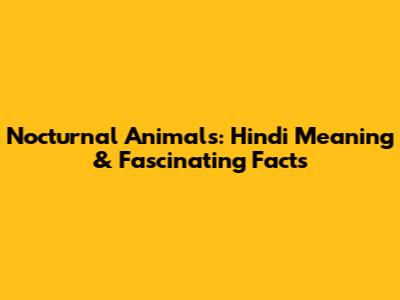 Nocturnal Animals: Hindi Meaning & Fascinating Facts