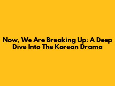Now, We Are Breaking Up: A Deep Dive Into The Korean Drama
