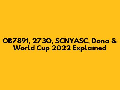 OB7891, 273O, SCNYASC, Dona & World Cup 2022 Explained