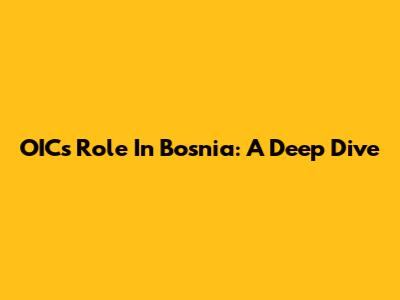 OIC's Role In Bosnia: A Deep Dive