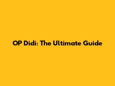 OP Didi: The Ultimate Guide