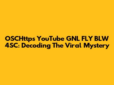 OSCHttps YouTube GNL FLY BLW 4SC: Decoding The Viral Mystery