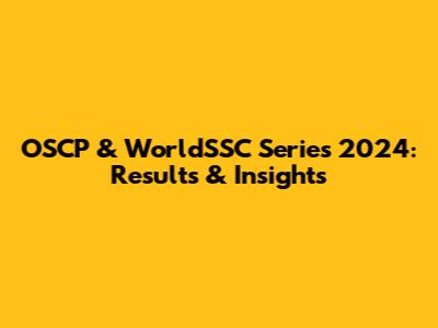OSCP & WorldSSC Series 2024: Results & Insights