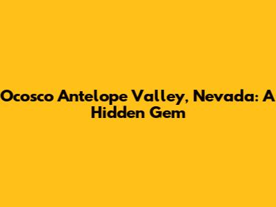 Ocosco Antelope Valley, Nevada: A Hidden Gem