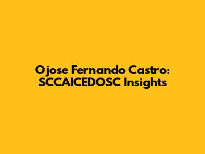 Ojose Fernando Castro: SCCAICEDOSC Insights