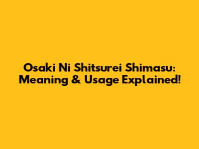 Osaki Ni Shitsurei Shimasu: Meaning & Usage Explained!