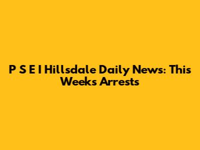 P S E I Hillsdale Daily News: This Week's Arrests