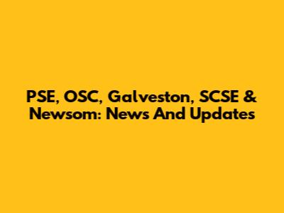 PSE, OSC, Galveston, SCSE & Newsom: News And Updates