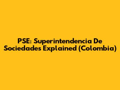 PSE: Superintendencia De Sociedades Explained (Colombia)