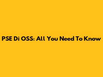 PSE Di OSS: All You Need To Know