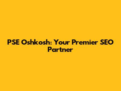 PSE Oshkosh: Your Premier SEO Partner