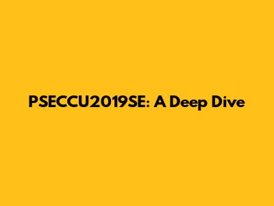 PSECCU2019SE: A Deep Dive