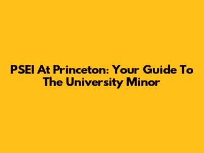 PSEI At Princeton: Your Guide To The University Minor