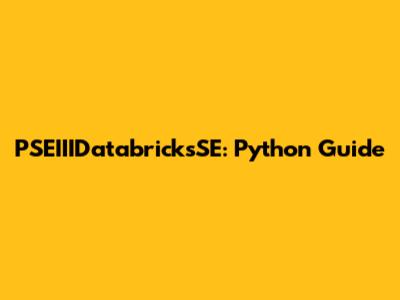 PSEIIIDatabricksSE: Python Guide