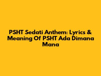 PSHT Sedati Anthem: Lyrics & Meaning Of 'PSHT Ada Dimana Mana'
