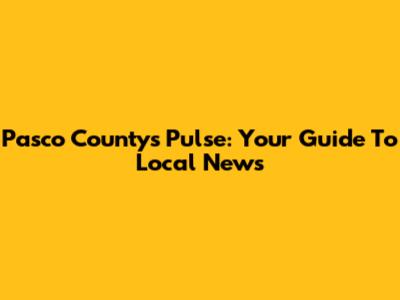 Pasco County's Pulse: Your Guide To Local News