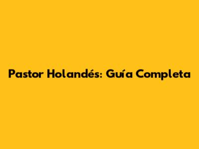 Pastor Holandés: Guía Completa