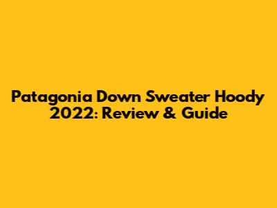 Patagonia Down Sweater Hoody 2022: Review & Guide