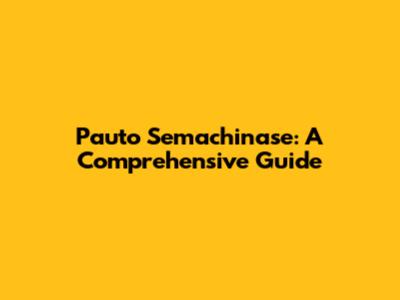 Pauto Semachinase: A Comprehensive Guide