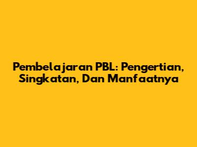 Pembelajaran PBL: Pengertian, Singkatan, Dan Manfaatnya