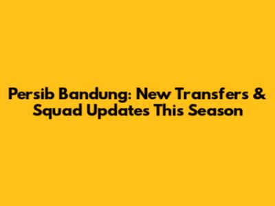 Persib Bandung: New Transfers & Squad Updates This Season
