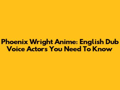 Phoenix Wright Anime: English Dub Voice Actors You Need To Know