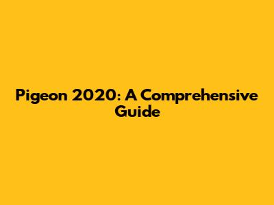 Pigeon 2020: A Comprehensive Guide