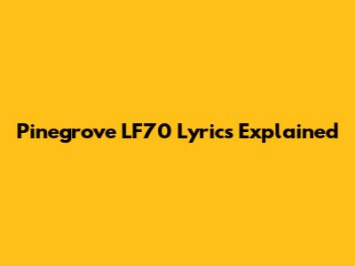 Pinegrove LF70 Lyrics Explained